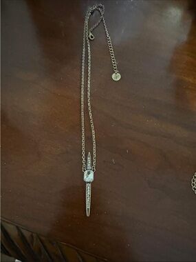 Plunder Silver Crystal Spike Pendant Necklace with Clear Stone